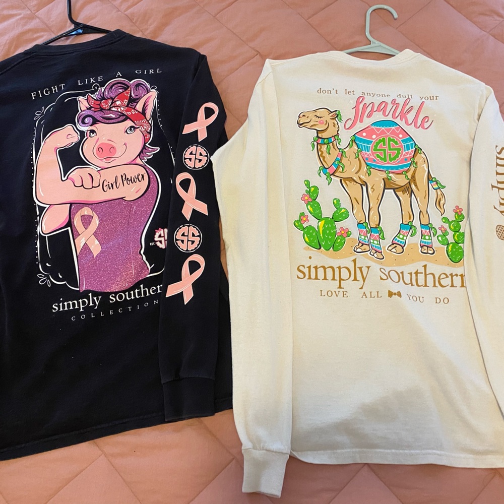 Simply Southern Long Sleeve Tees - Black and Cream